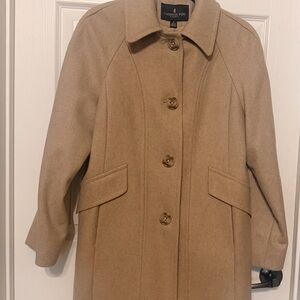 London Fog Camel Wool-Blend Single-Breasted Trench Coat